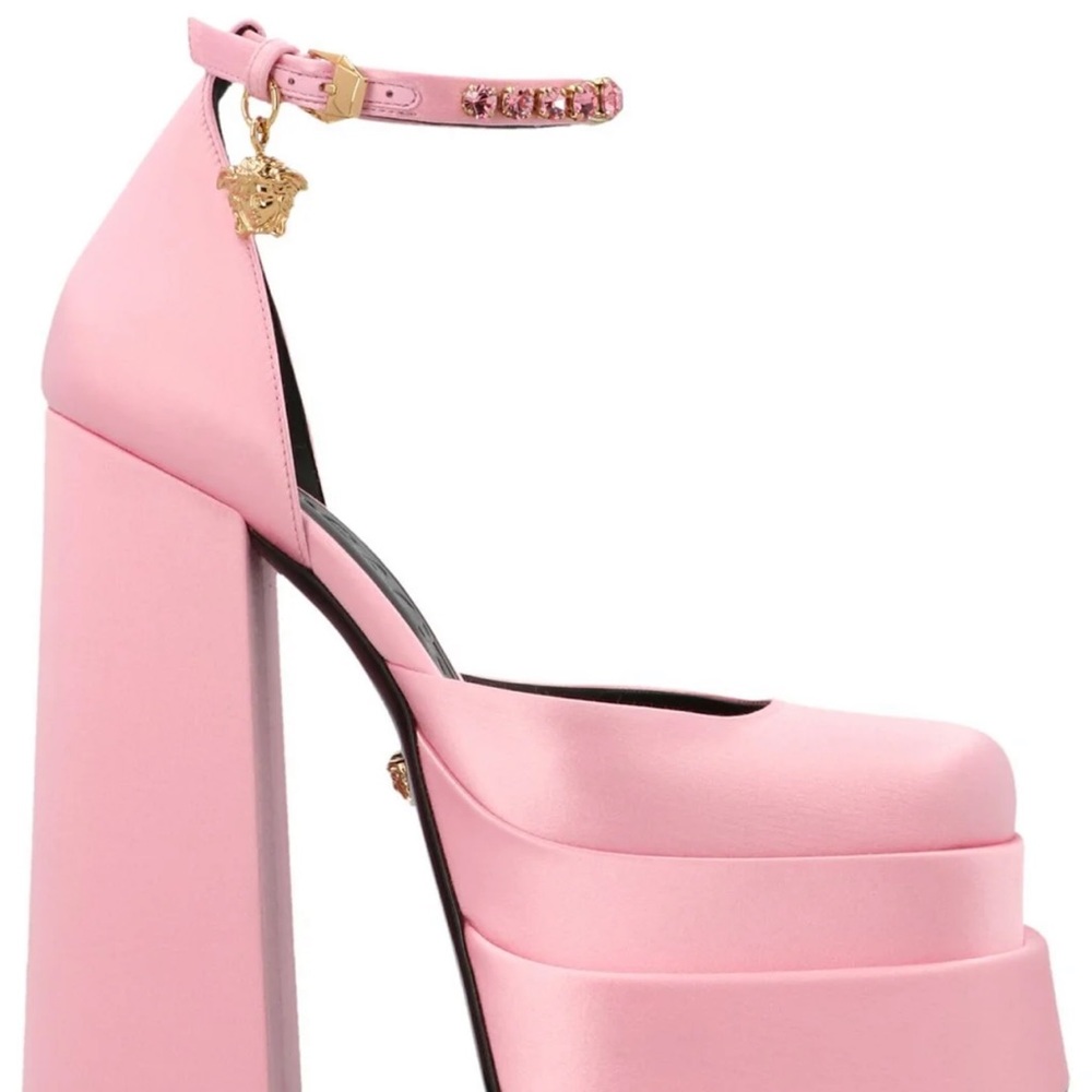 Versace Medusa Head Charm Satin Platform Pumps // NEVER WORN